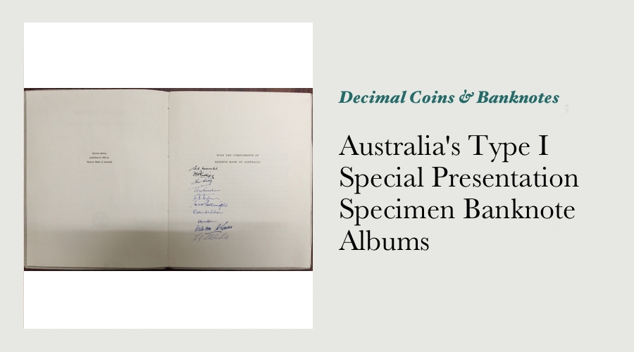 Australia's Type I Special Presentation Specimen Banknote Albums