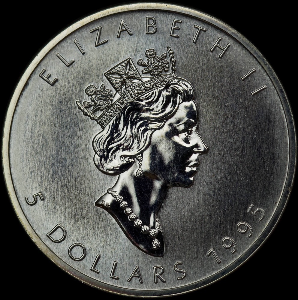 Canada 1995 Silver 5 Dollar 1oz Maple Leaf Uncirculated product image