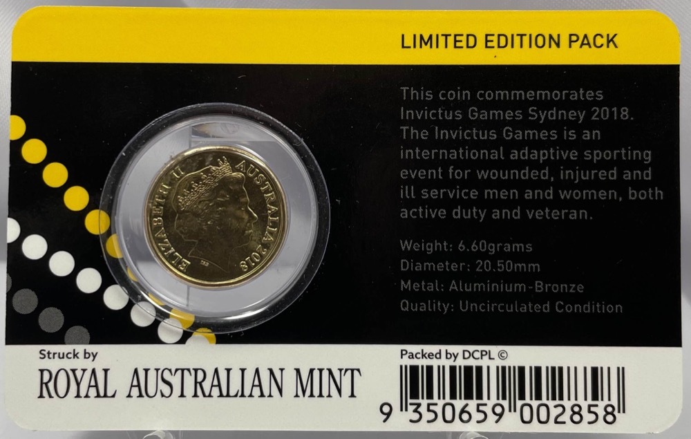 2018 2 Dollar Uncirculated Coin Invictus Games product image