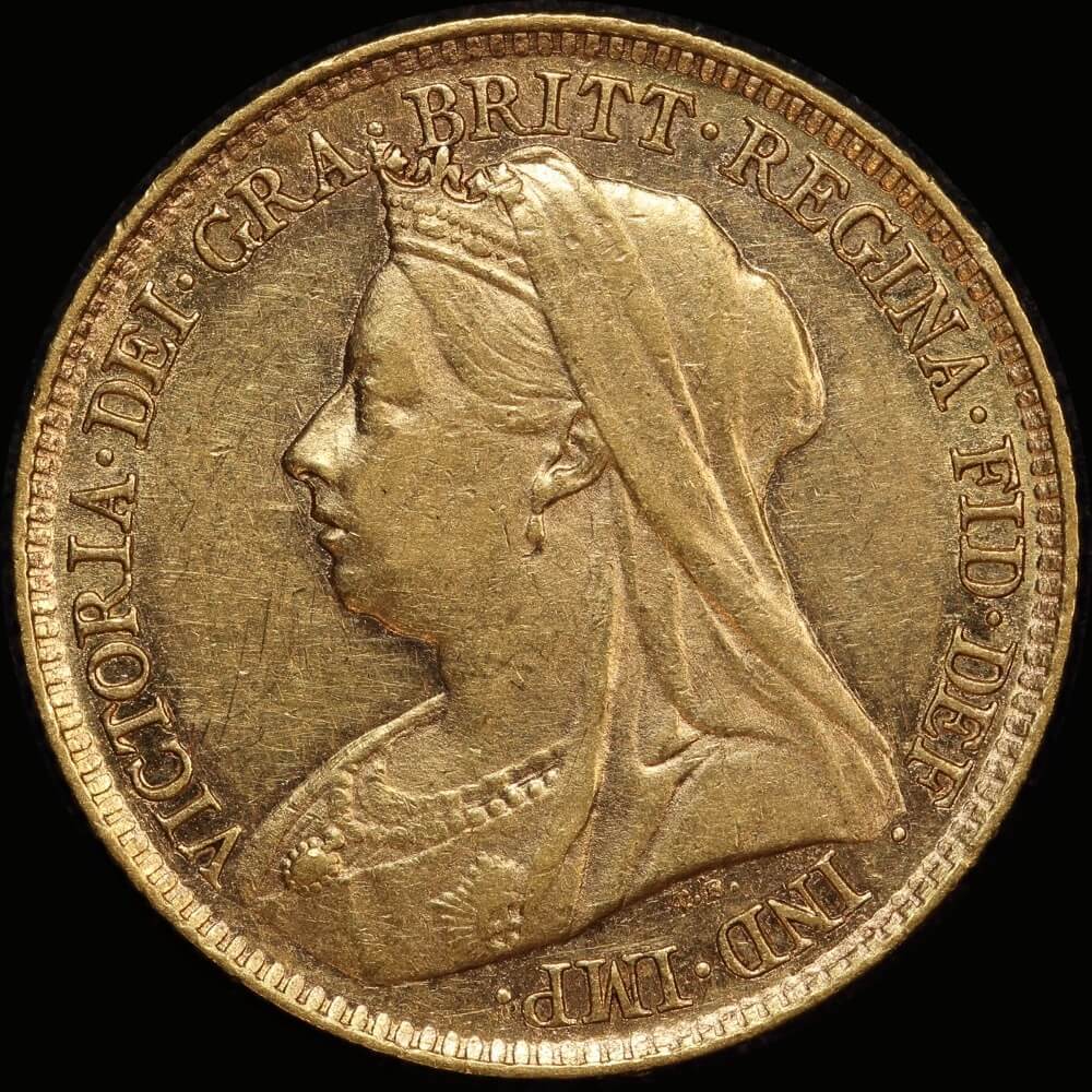 1897 Sydney Veiled Head Half Sovereign about EF