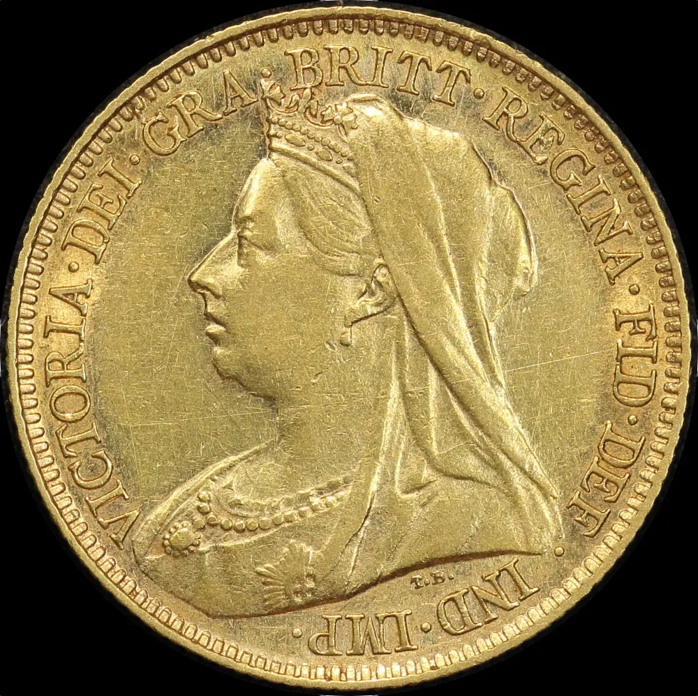 1897 Sydney Veiled Head Half Sovereign about EF
