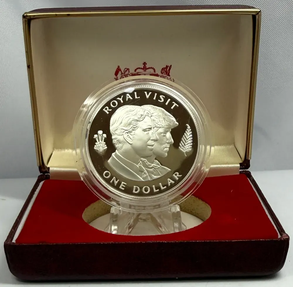 New Zealand 1983 Silver 1 Dollar Proof Coin Royal Visit product image