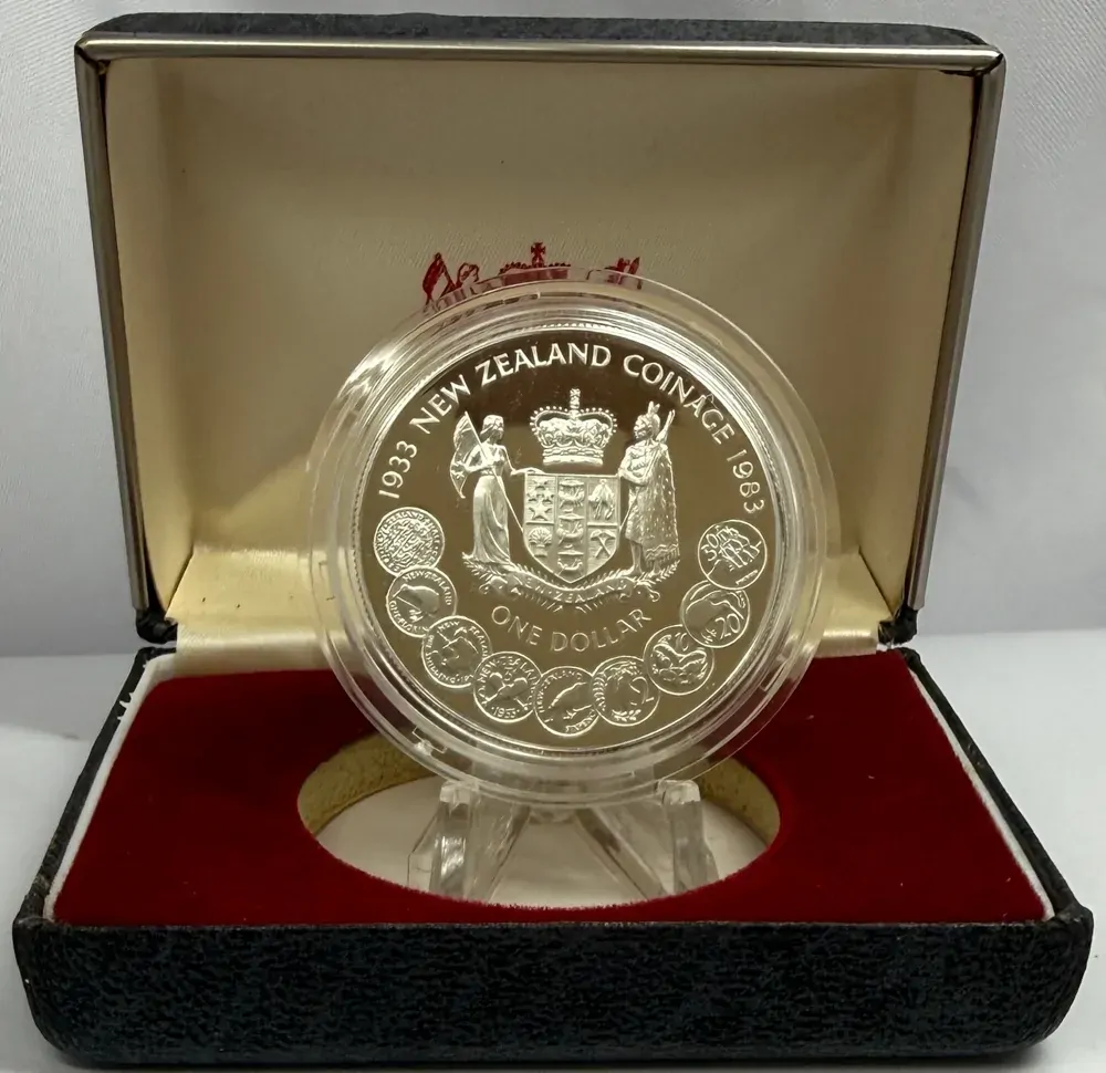 New Zealand 1983 Silver 1 Dollar Proof Coin 50th Anniversary of Coinage product image