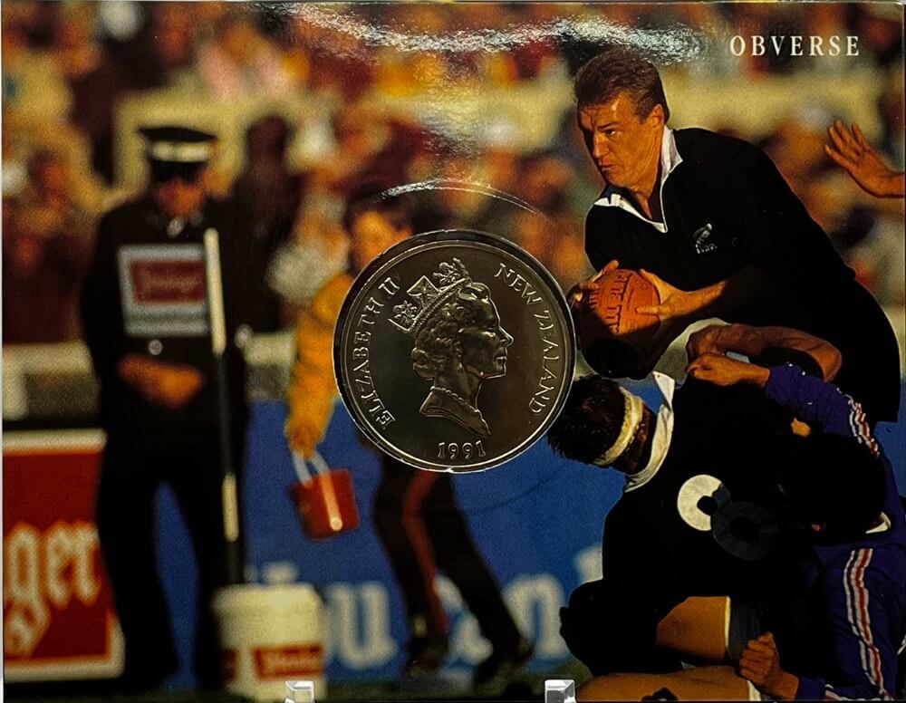 New Zealand 1991 Five Dollar Uncirculated Coin - Rugby World Cup product image