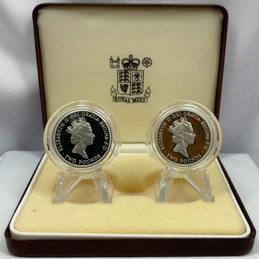 1989 United Kingdom Silver Proof Piedfort 2 Pound 2 Coin Set product image