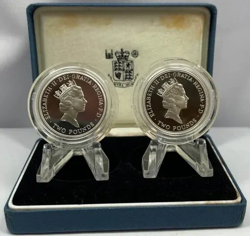 1989 United Kingdom 2 Pound Silver Proof 2 Coin Set product image