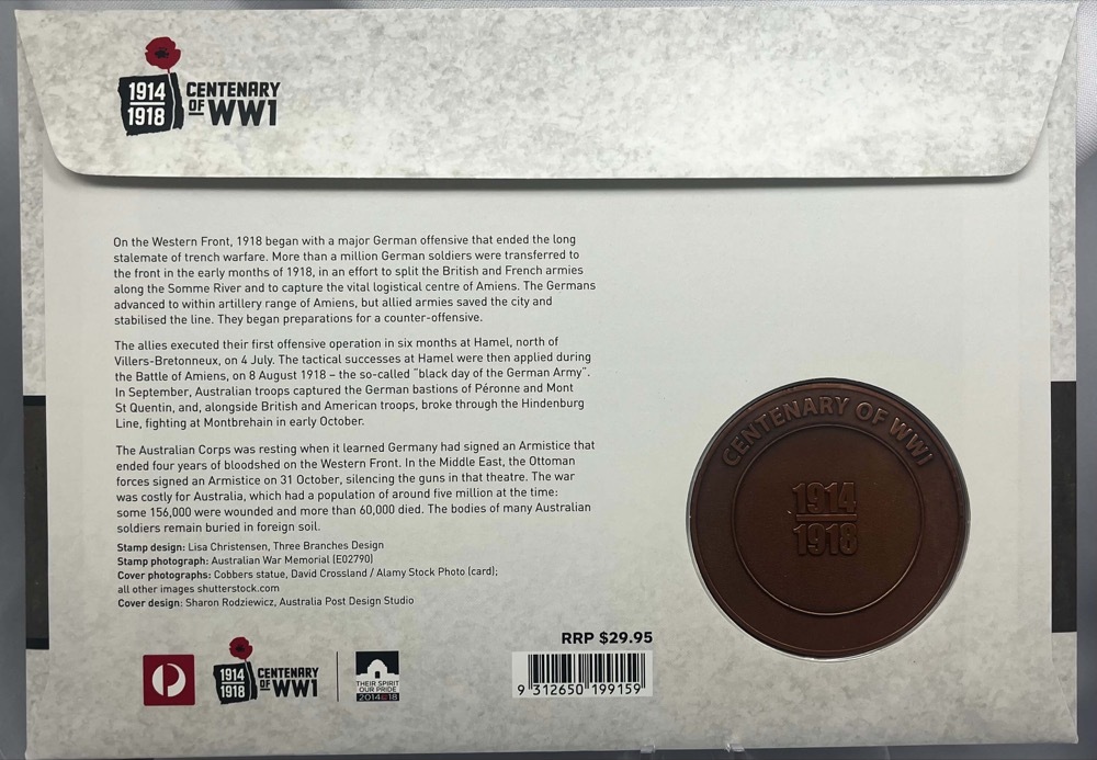 2018 End of World War I Medallion Cover