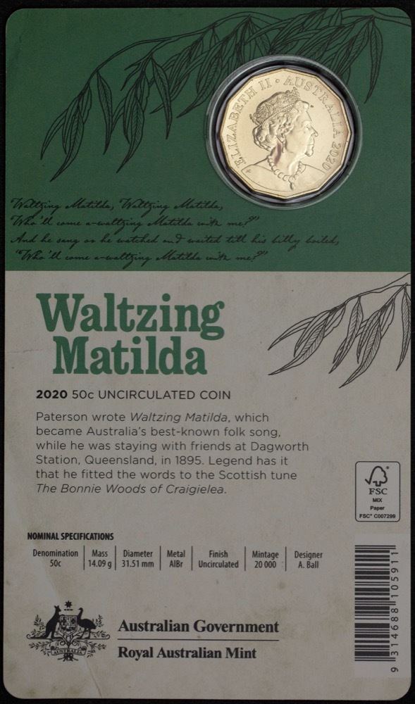 2020 50 Cent Uncirculated Coin Waltzing Matilda