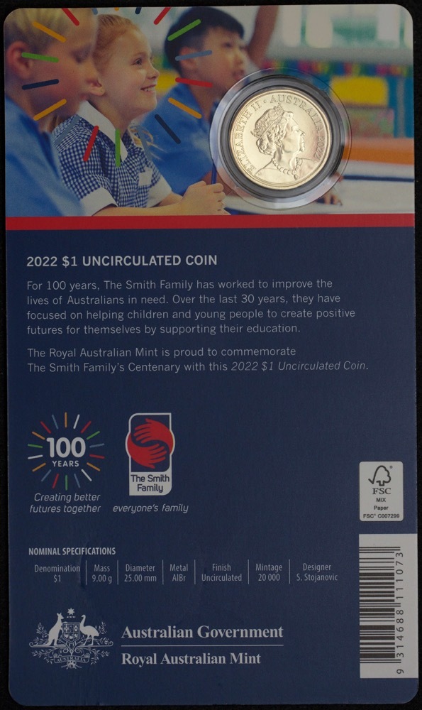 2022 1 Dollar Uncirculated Coin Centenary of The Smith Family product image