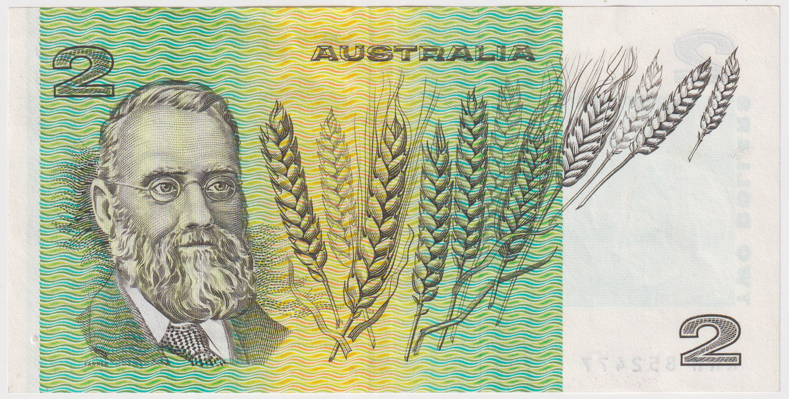 1983 $2 Note Error - Wet Ink Transfer Johnston/Stone R88 good EF