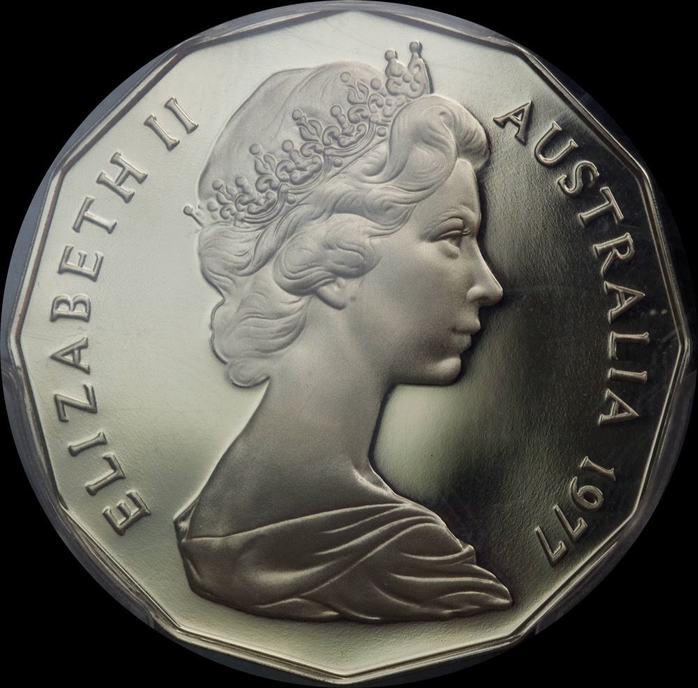 1977 50 Cent Coin QEII Silver Jubilee PCGS PR68DCAM product image
