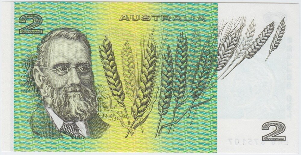 1985 $2 Note LQG Last Prefix Johnston/Fraser R89L Uncirculated