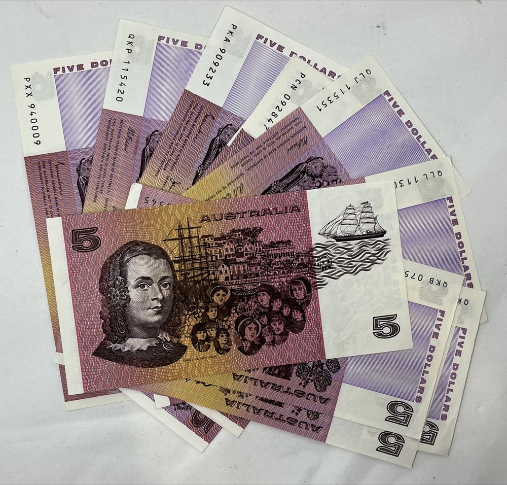 Australian Paper $5 Note Issued 1974 ~ 1992 Great Condition