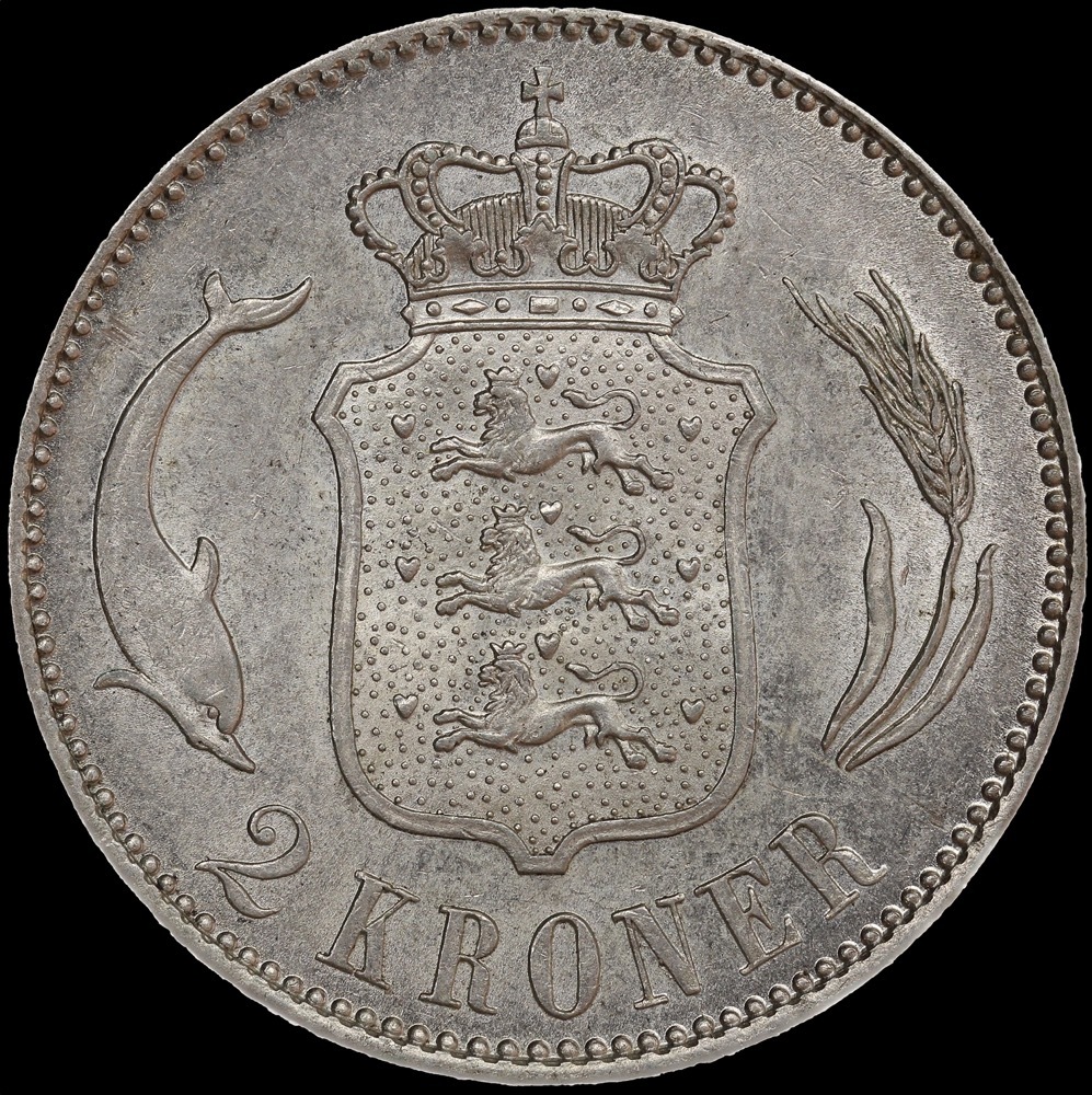 Denmark 1916 Silver 2 Krone KM#820 good EF product image