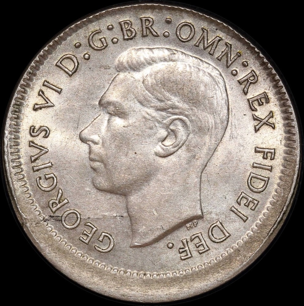 1951 Sixpence 3mm Offstrike Error about Unc