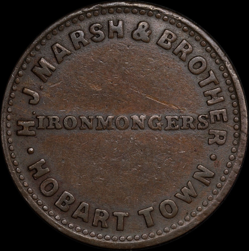 1855 HJ Marsh Copper Halfpenny Token A346 good VF
