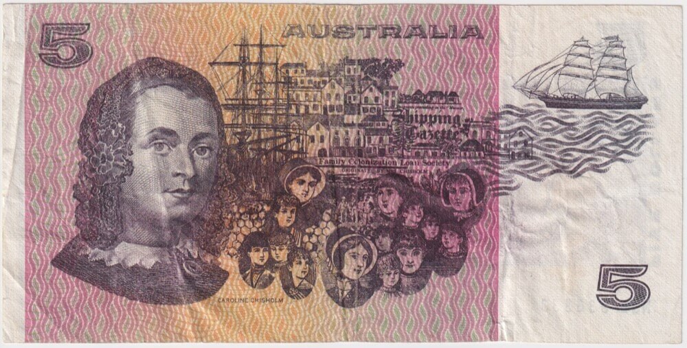 1976 $5 Note Gothic Side Knight/Wheeler NSZ First prefix R206bF Very Fine