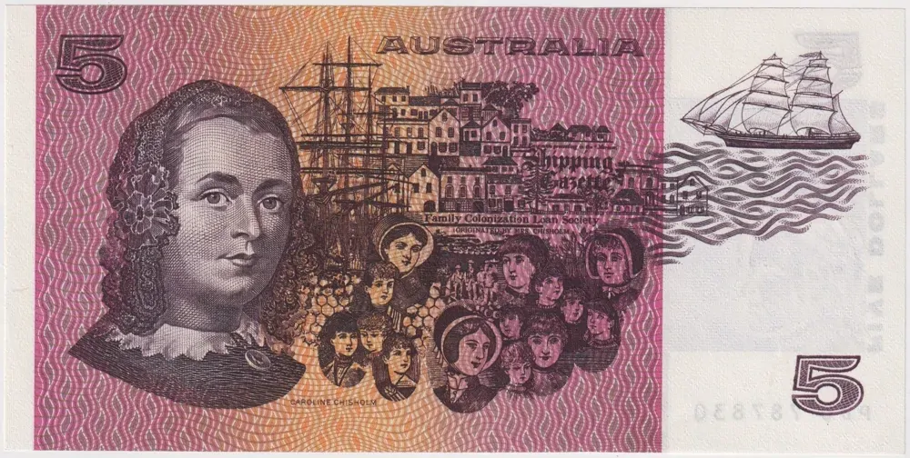 1983 $5 Note Johnston/Stone PDU 1st Prefix R208F good EF product image