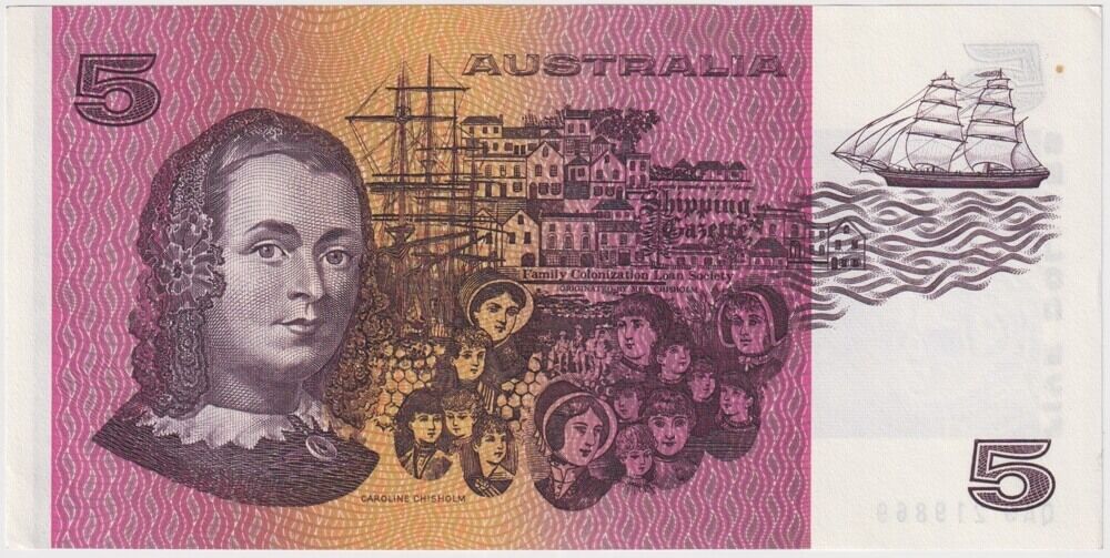 1985 $5 Note Gothic Serials Side Thread Johnston/Fraser R209B Uncirculated