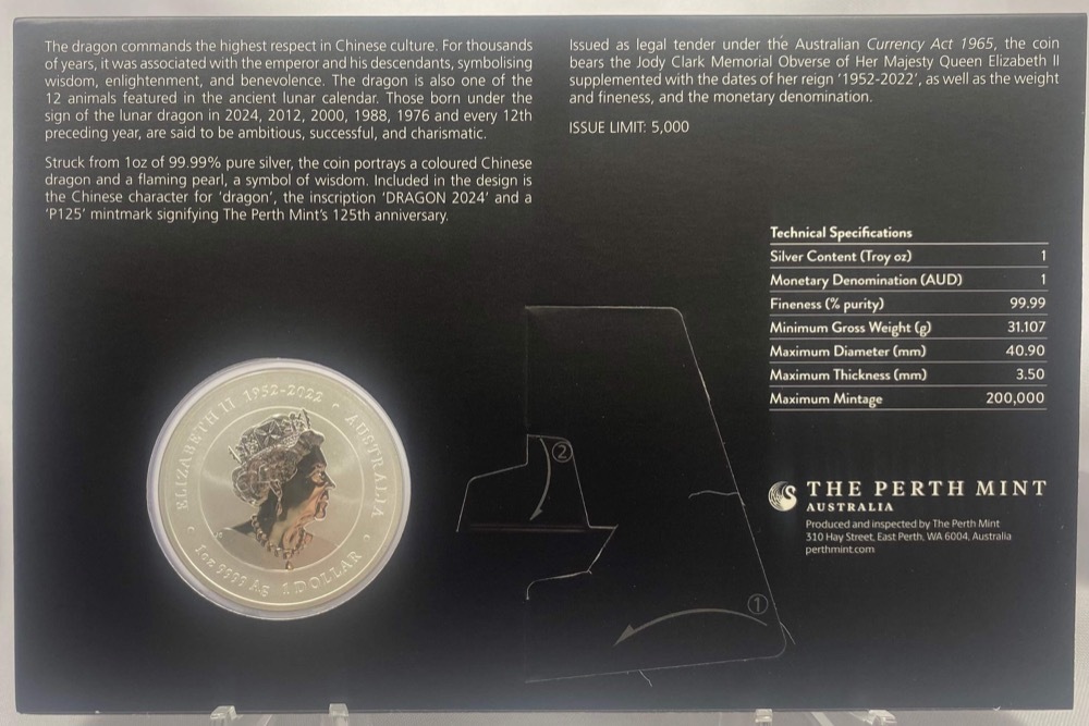 2024 Silver 1oz Yellow Dragon - Melbourne Money Expo product image