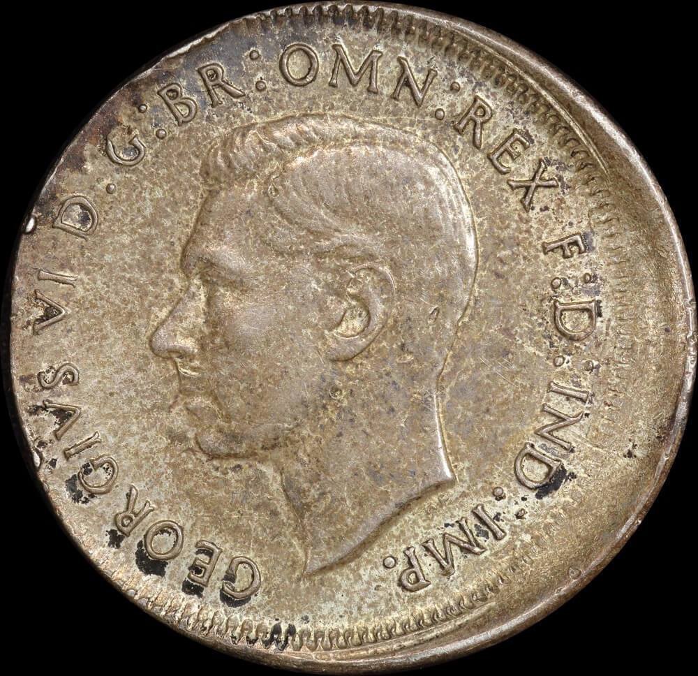 1943-S Shilling 4mm Offstrike Error good VF