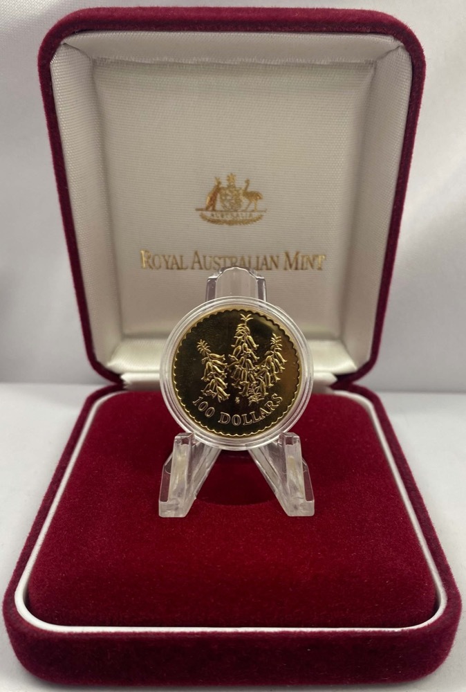 1999 100 Dollar Gold Unc Coin Floral Emblems - Common Heath