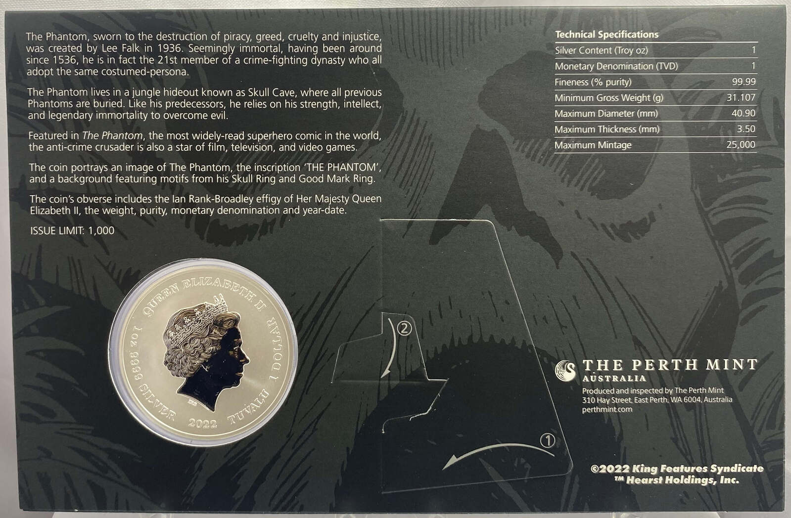 Tuvalu 2022 Silver 1oz  Uncirculated Coin - The Phantom  product image