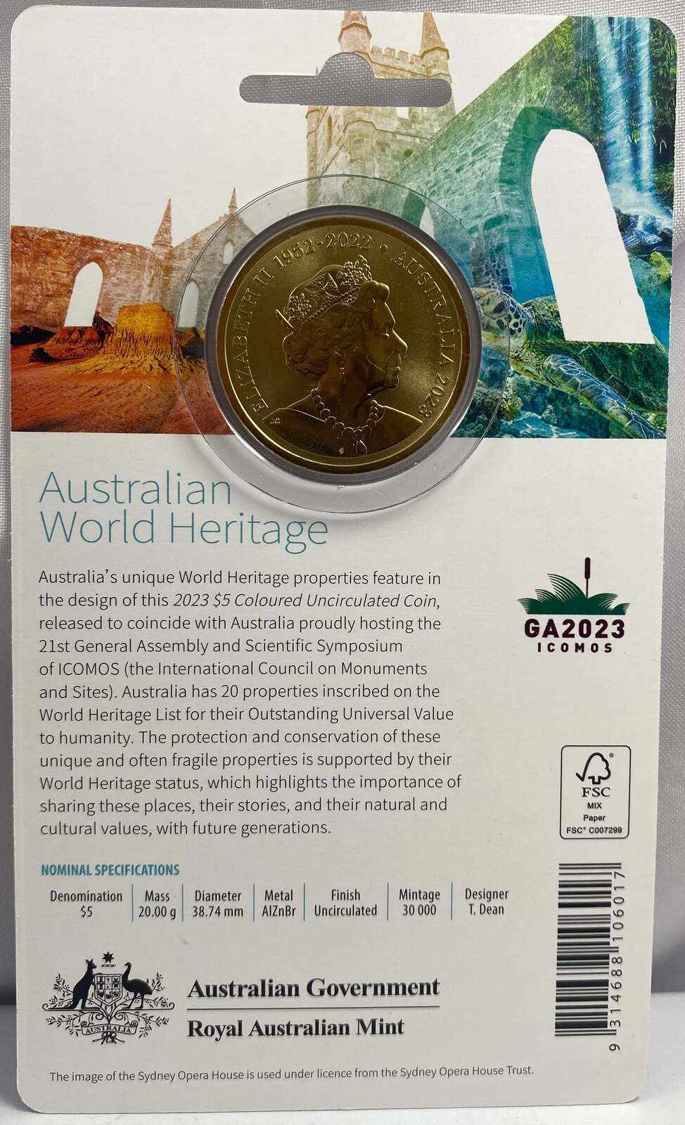 2023 5 Dollar Uncirculated Coin Australian World Heritage product image