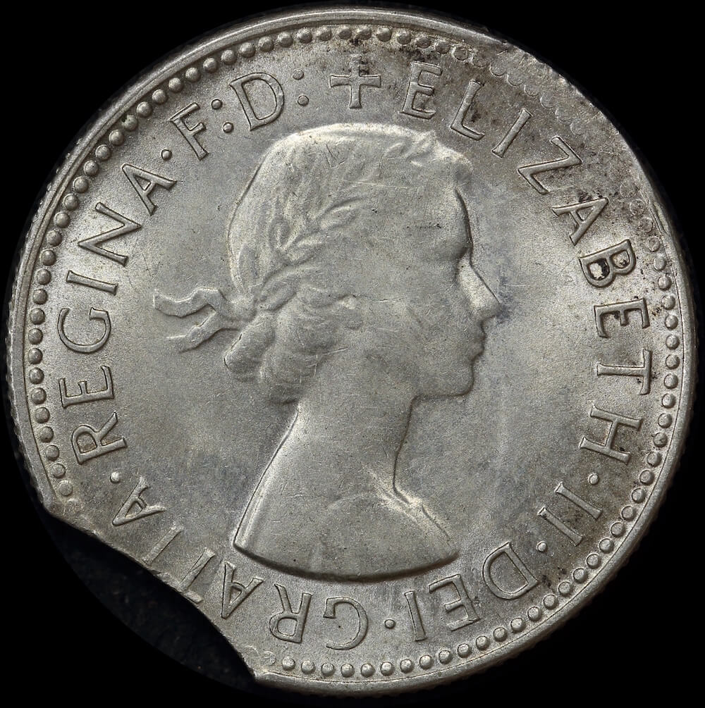 1961 Shilling Clipped Planchet Error Uncirculated