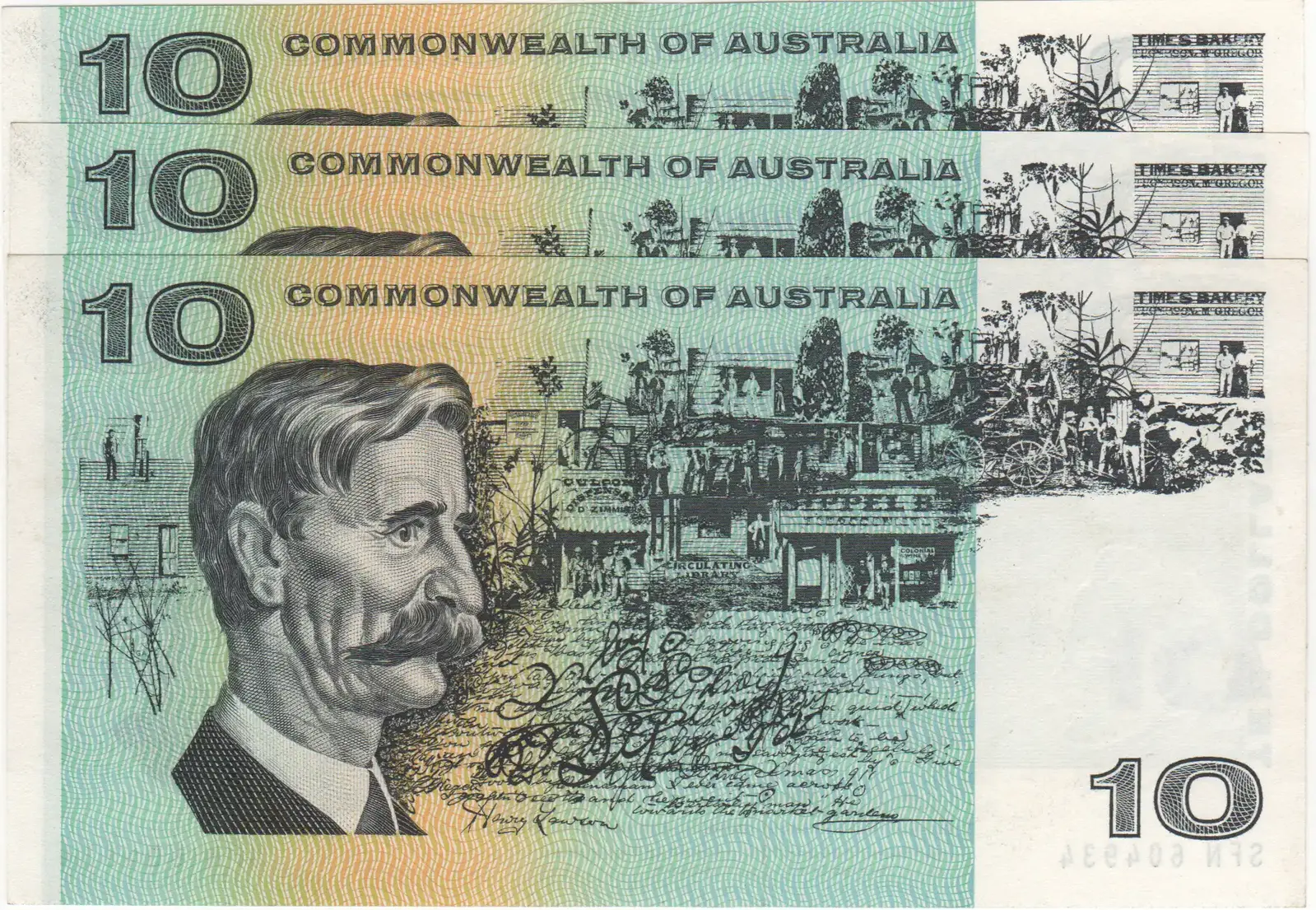 1967 $10 Note Consecutive Trio Coombs/Randall R302 good EF
