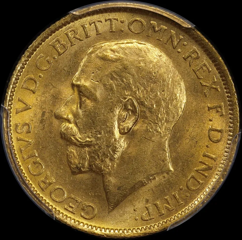 1913 Sydney George V Large Head Sovereign Uncirculated (PCGS MS62)