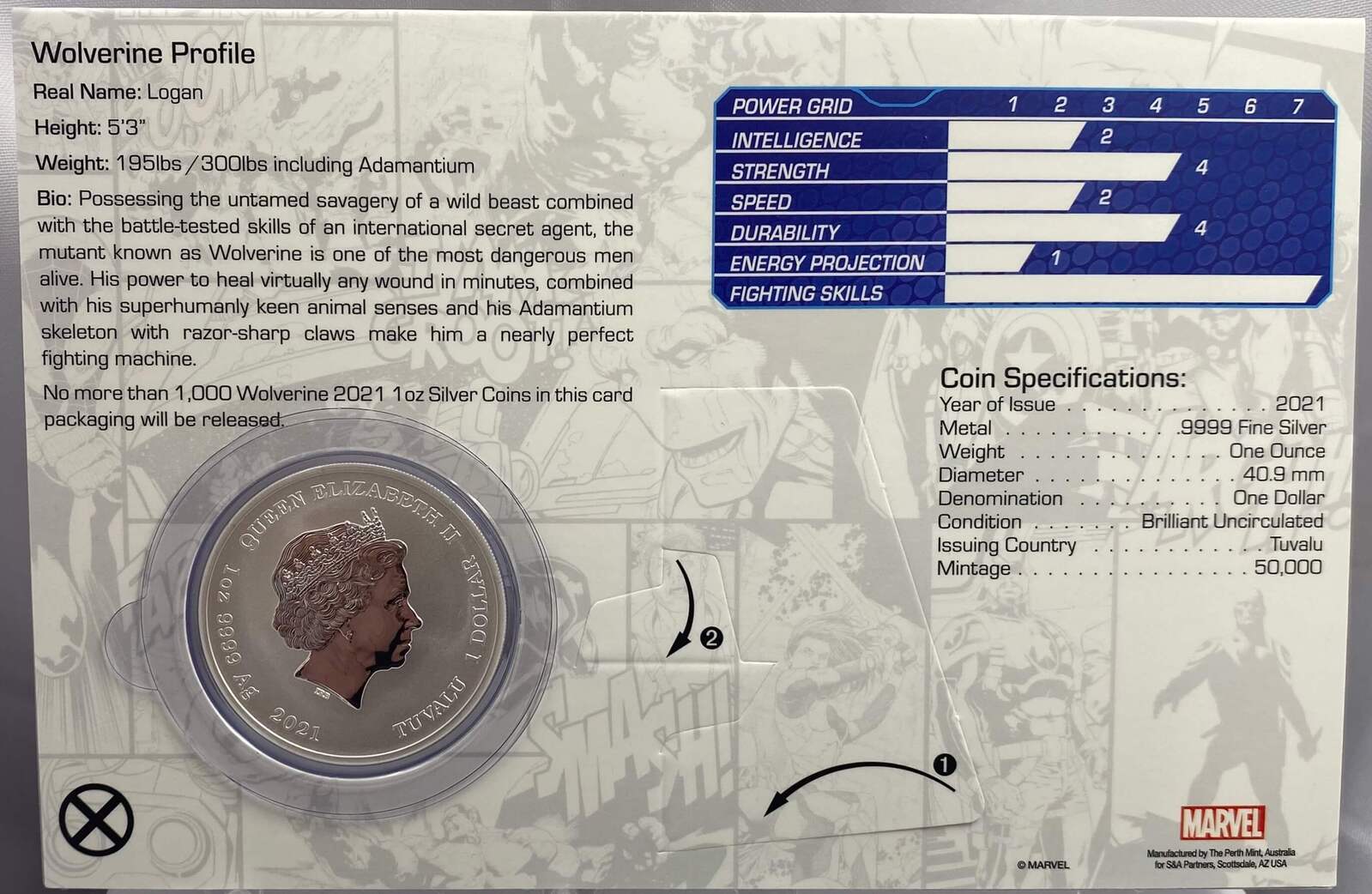 Tuvalu 2021 1oz Silver Uncirculated Coin - Wolverine product image