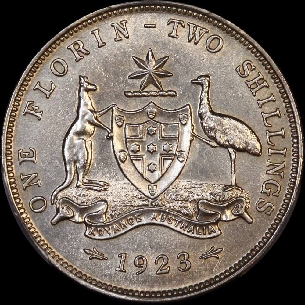 1923 Florin about Unc (PCGS AU58)