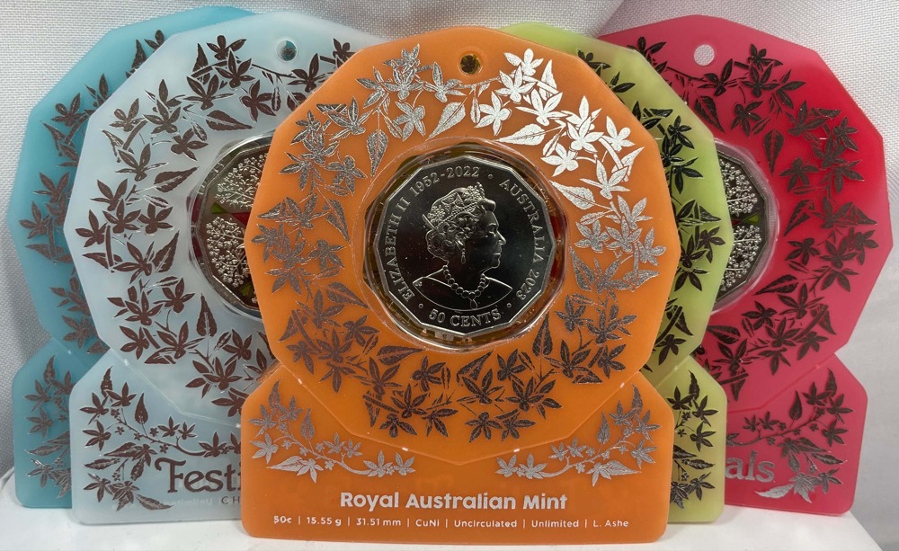 2023 Coloured 50 Cent 5 Coin Set - Festive Florals product image