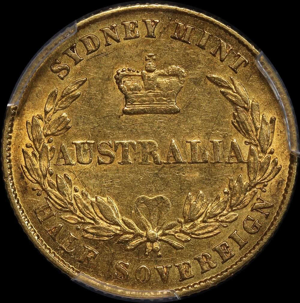 1866 Sydney Mint Type II Half Sovereign PCGS AU53