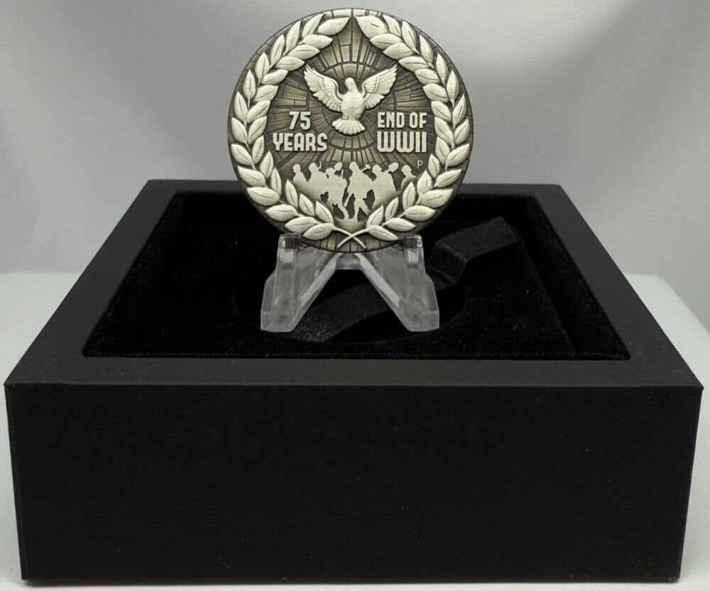 2020 2oz Antiqued Silver Coin - 75th Anniversary of The End of WWII product image