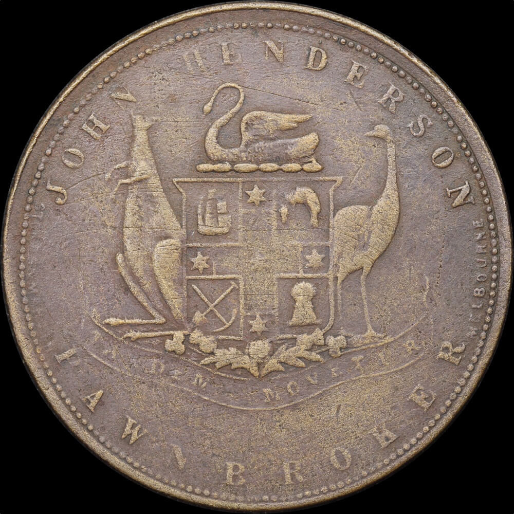 1874 Henderson Copper One Penny Token A#218 Fine