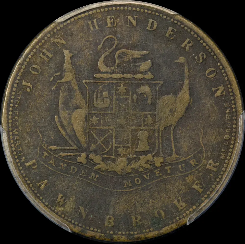 1874 Henderson Copper One Penny Token A#218 PCGS VF20