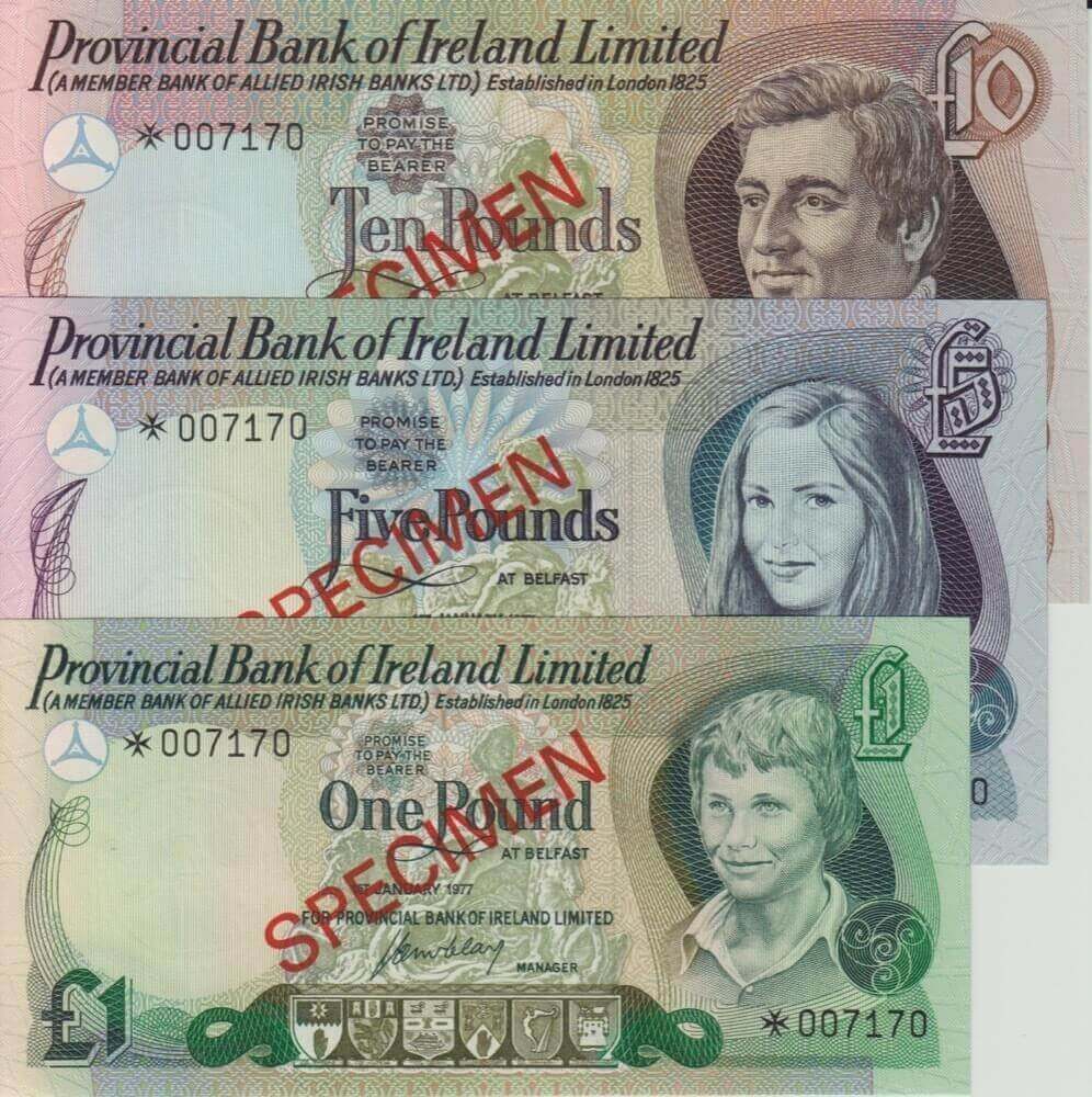 1978 Northern Ireland Seven Note Specimen Set Cs1 Cs3 Unc product image