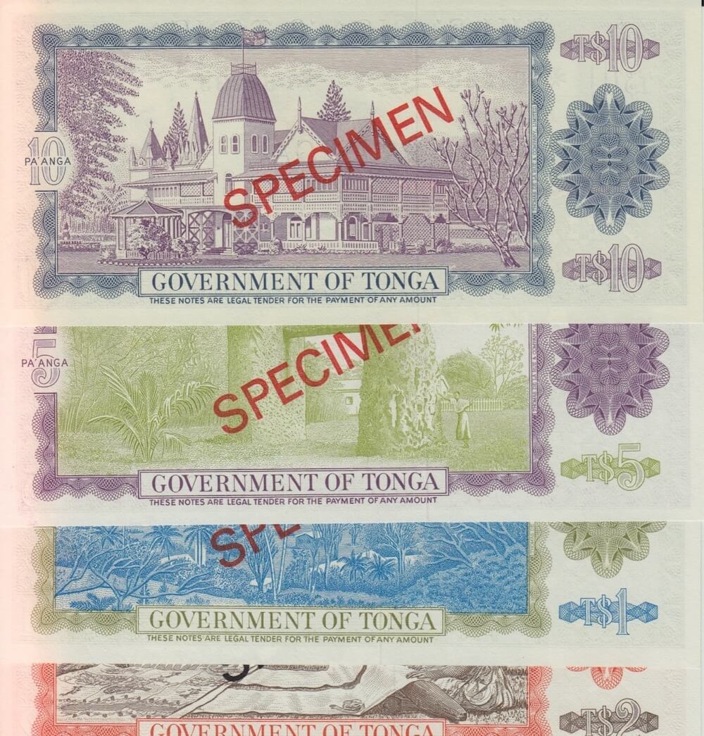 1978 Tonga Four Note Specimen Set Pick Cs1 Unc product image