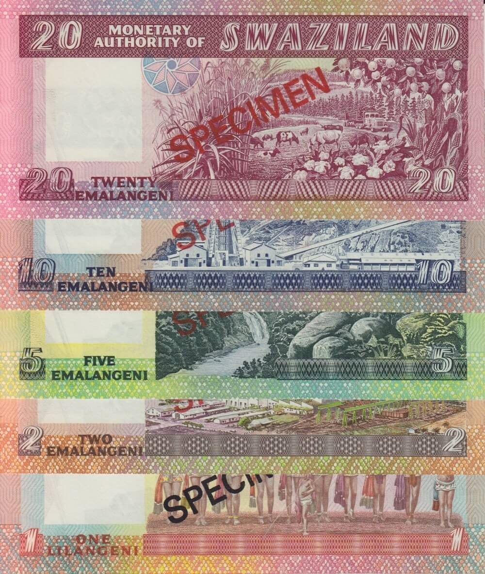 1978 Swaziland Four Note Specimen Set Pick Cs1 Unc product image