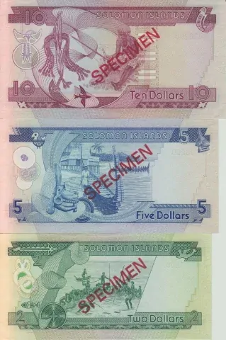 1978 Solomon Islands Three Note Specimen Set Pick Cs1 Unc