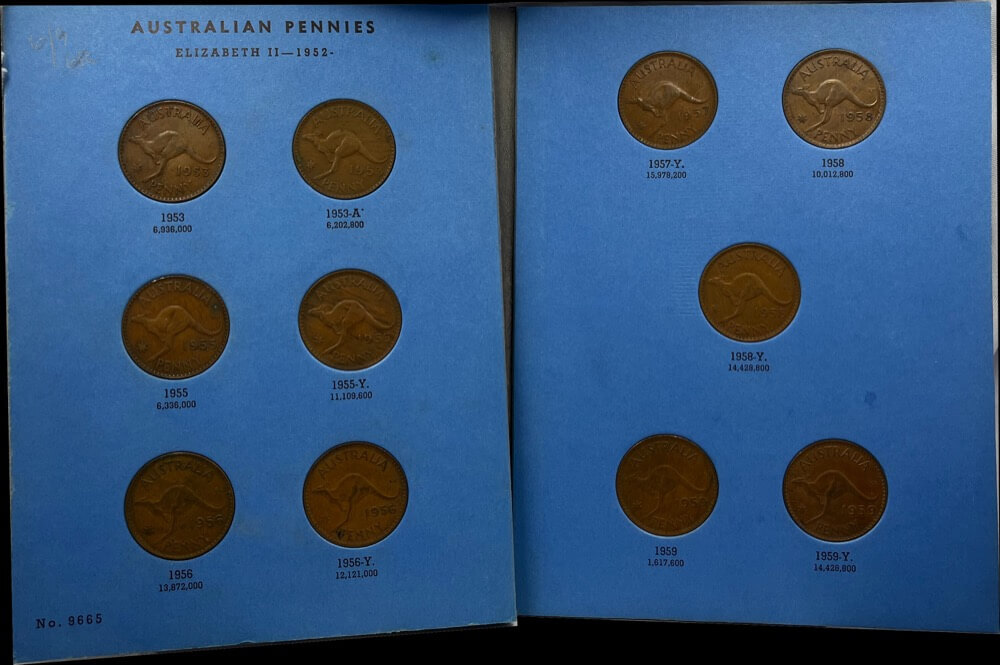 Set of Australian Pennies (1911 1964) 75 coins Sterling & Currency