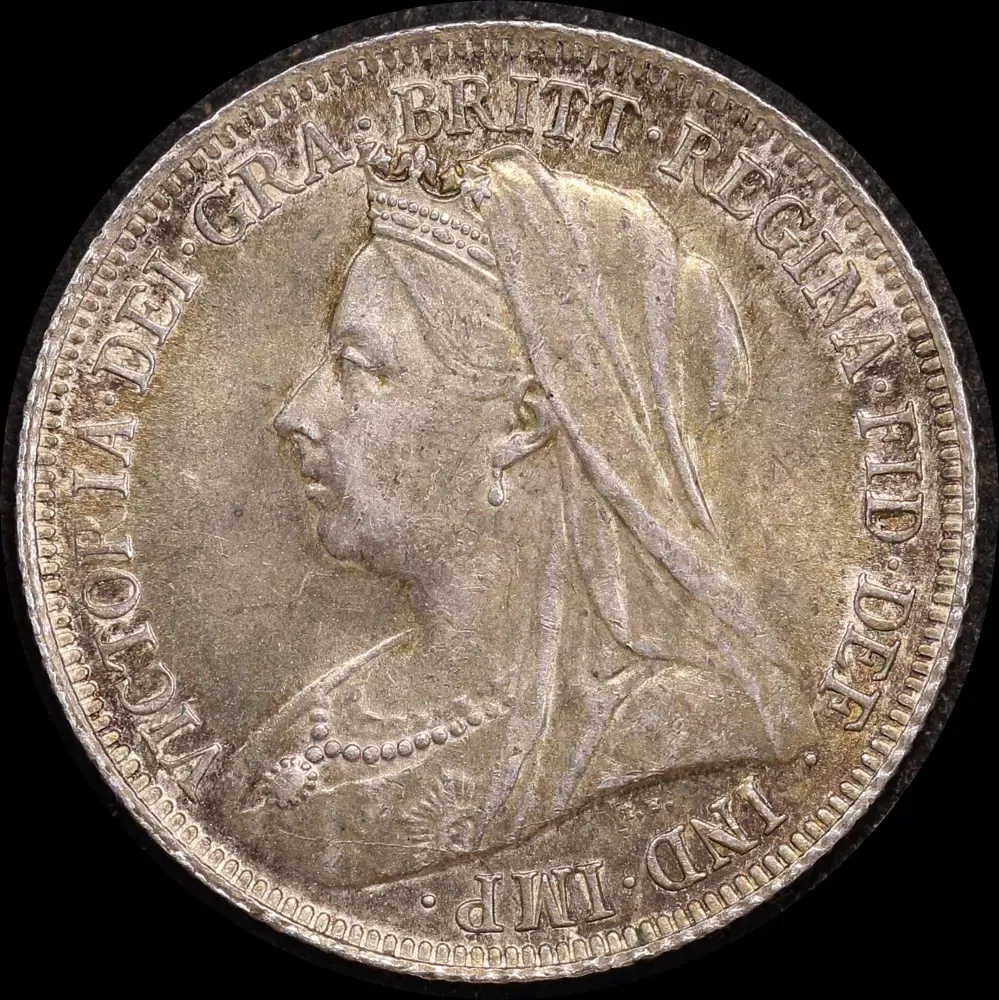 1900 Silver Shilling Victoria S#3940a about Unc