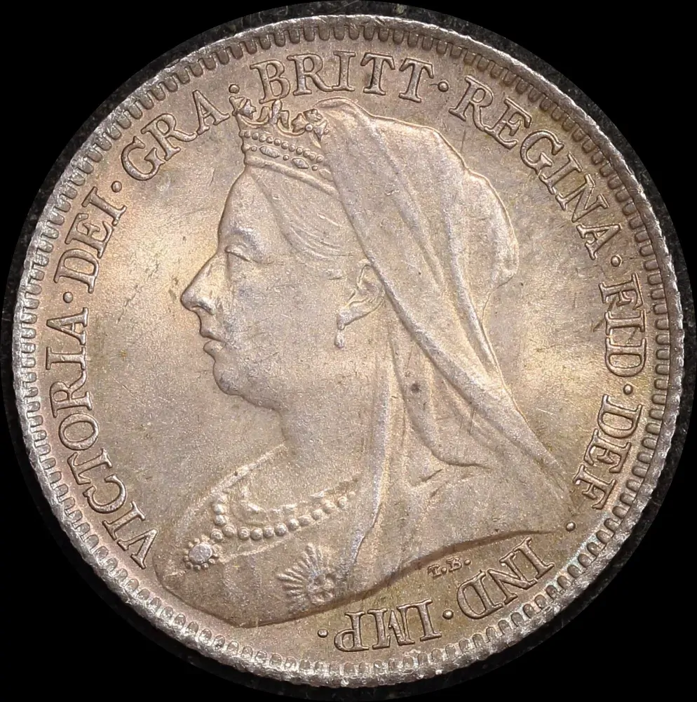 1900 Silver Sixpence Victoria S#3941 Choice Unc