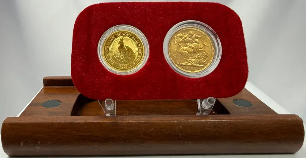 2001 Gold Centenary of Federation Celebration Set Sovereign & 1/4 Ounce Nugget 