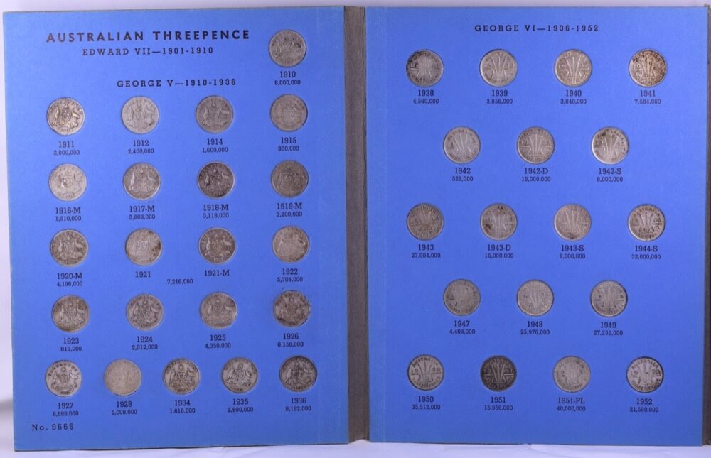 Date Set of Australian Threepences and Sixpences in Pressin Album (ex 1922/21 overdate)