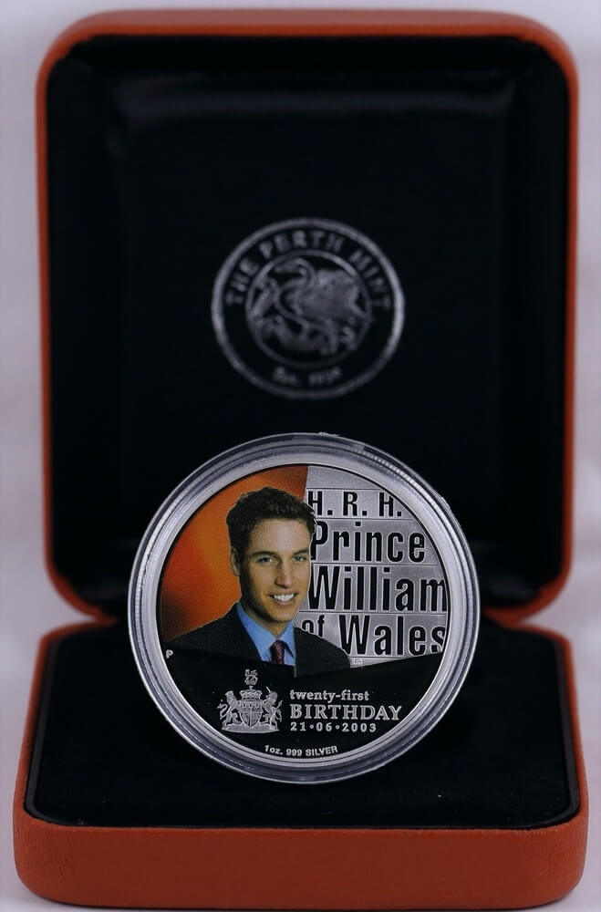2003 Silver One Ounce Proof Coin Prince William 21st Birthday