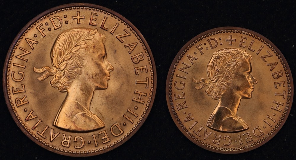 1963 Perth Proof Copper Pair (Penny and Halfpenny) about FDC