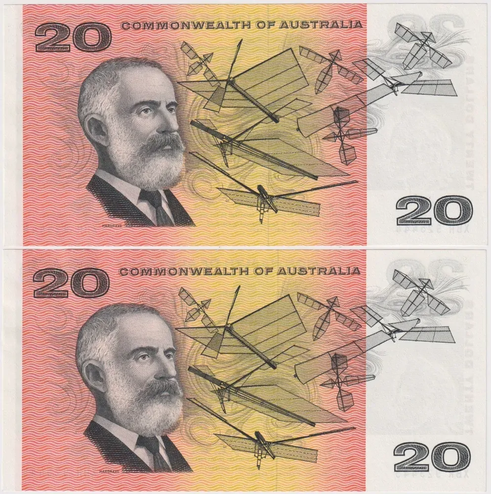 1968 $20 Note Consecutive Pair Coombs/Randall R402 Uncirculated